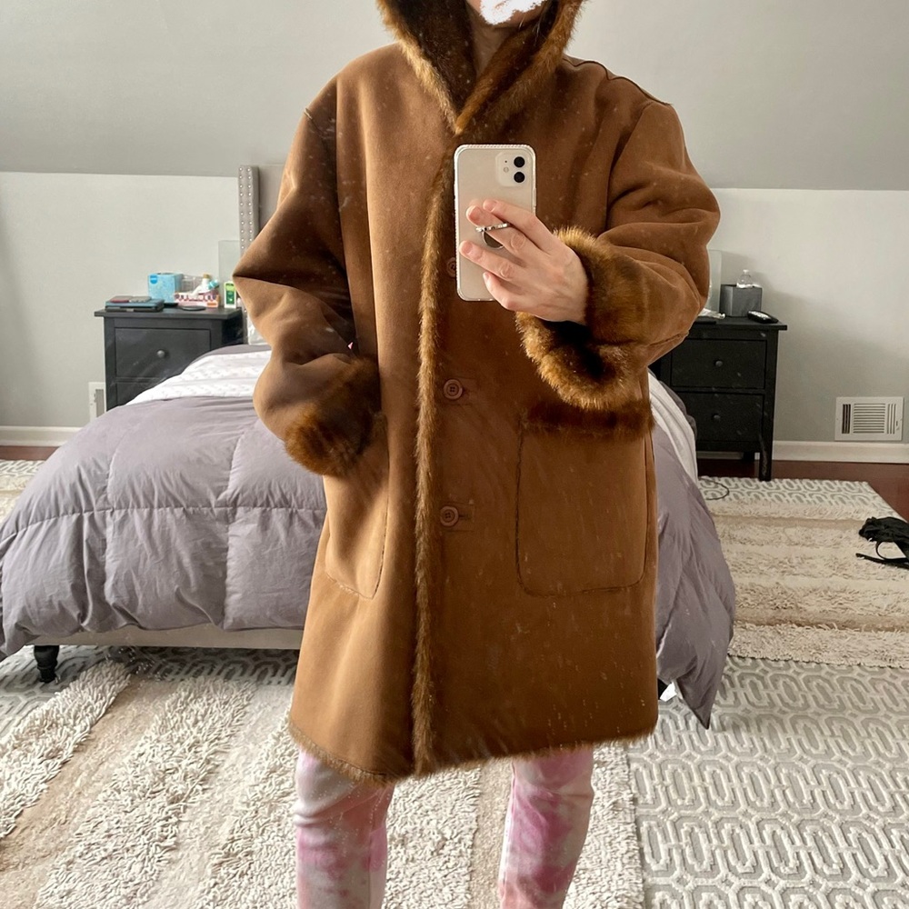 Jones New York Faux Fur Lined Hooded Women Coat L